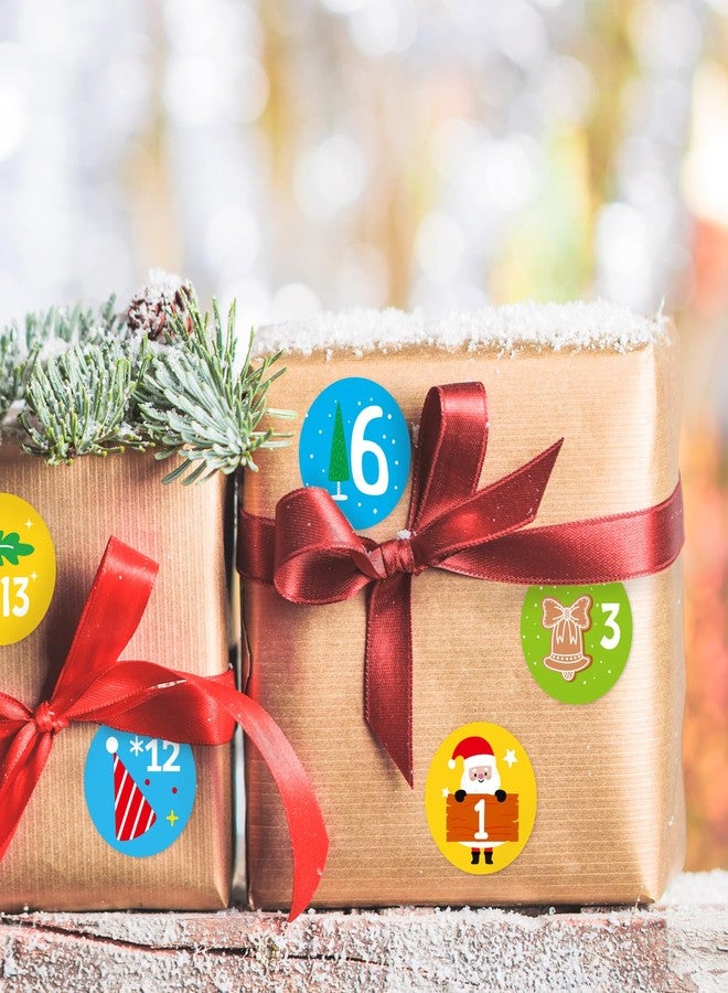 Omlisca 576 Pieces Christmas Advent Stickers 1-24 Christmas Calendar Numbers Sticker Round Craft Xmas Countdown Stickers for DIY Holiday Decals Gift Sealing Box Tags Envelopes Labels Xmas Party Supplies - Image 2